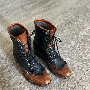 Vintage lace up leather booties